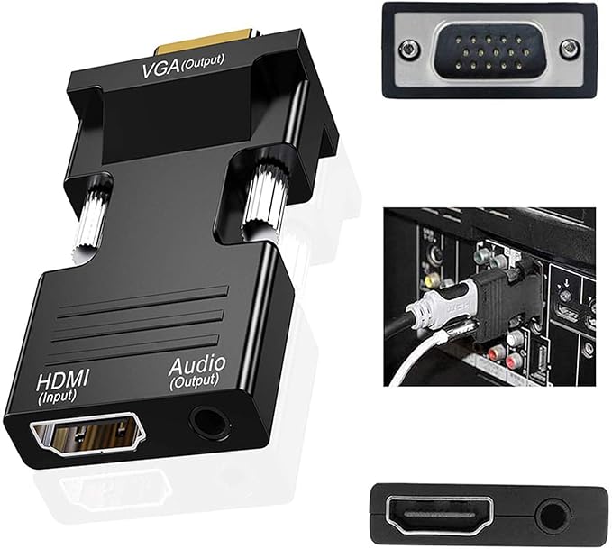 HDMI to VGA Adapter, HDMI to VGA Audio Output Cable Computer Set-top Box Converter Connector Adapter for Laptop, PC, Monitor, Projector, HDTV, Chromebook, Roku, Xbox(3.5mm Stereo Cable Included)