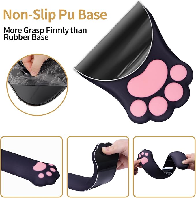 L-SPOUTTO Ergonomic Mouse Pad with Wrist Rest and Keyboard Wrist Rest,Cute Comfortable Computer Mouse Pad Wrist Support, Pain Relief Mousepad with Non-Slip PU Base for Desk Laptop Gaming Office,Black