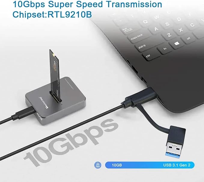 M.2 NVMe & SATA to USB C Docking Station, Aluminum Alloy M.2 SSD to USB A C Reader Adapter for 2280 2260 2242 2230 Enclosure, Fits Both M.2 (M Key, B+M Key) NVMe and SATA NGFF SSDs