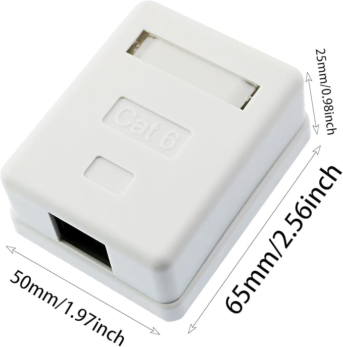 DZS ELEC Cat6 RJ45 Surface Snap-on Mount Box Network Single Port Desktop Box for House Wiring Network Remodelling Conference Room Wiring