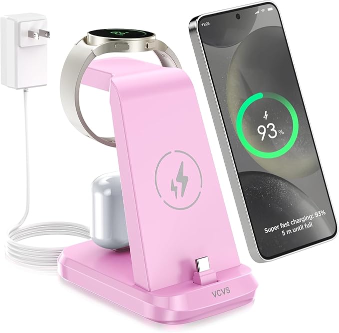 VCVS 36W USB C Super Fast Charging Station for Samsung Phones Watches Earbuds, 3 in 1 Charger for Samsung Galaxy Watch Ultra/7/6/5/4/3, Galaxy S24/S23/S22/21/20,Note20/10,Z Fold/Flip 5/4,USB-C Buds