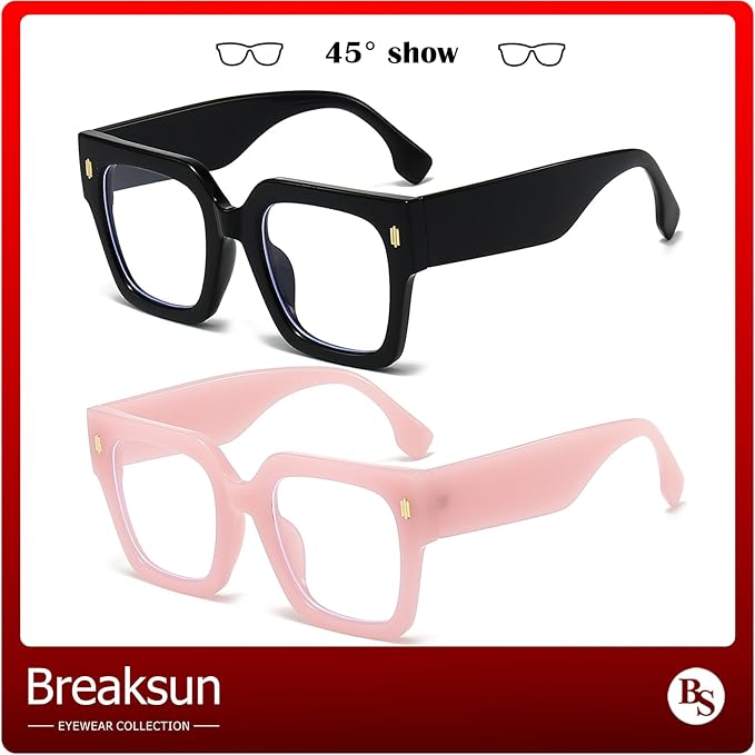 Fashion Oversized Blue Light Blocking Glasses for Women Men Trendy Big Square Frame Computer Eyeglasses