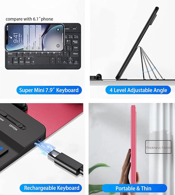 for Samsung Galaxy Z Fold 7 6 5 Keyboard and Mouse, Portable Mini Bluetooth Keyboard with Leather Case and Capacitive Pen, 4 in 1 Set for Z Trifold Fold7 Accessories