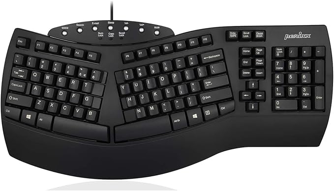 Perixx Wired USB Ergonomic Split Keyboard with Trackball Mouse