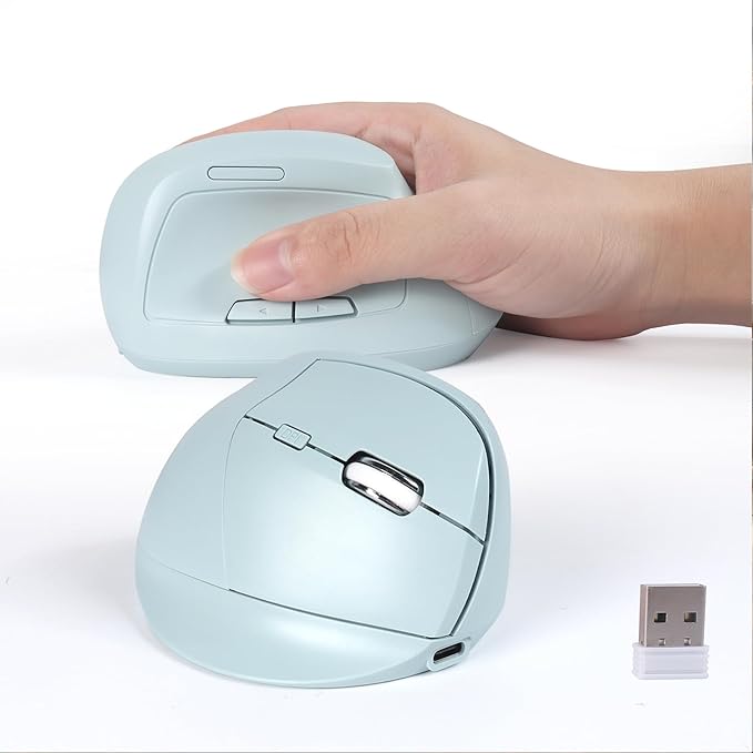 Bluetooth Wireless Vertical Mouse - Ergonomic Design, Rechargeable with Type-C, Silent Operation for Office and Home Use, Ideal for Professionals & Students (Green)