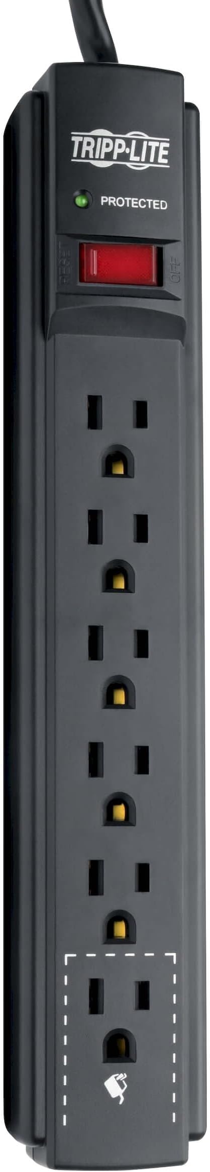 Eaton Tripp Lite Series 6 Outlet Surge Protector Power Strip, 6ft Extension Cord, 900 Joules, 15A Circuit Breaker, UL Certified, Black (TLP606B)