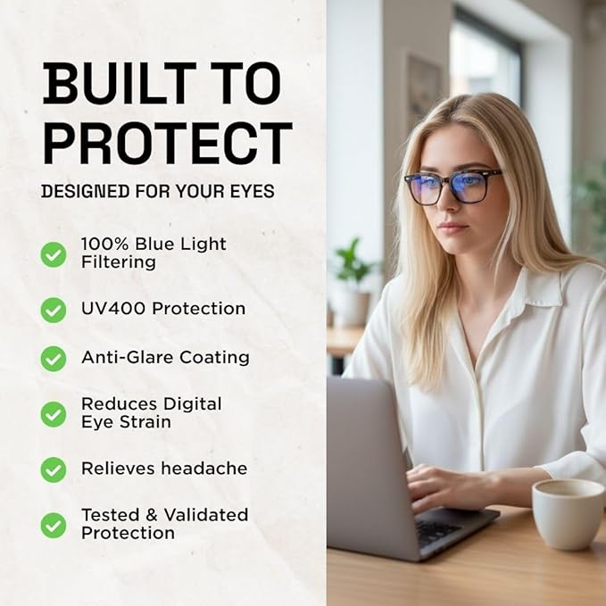 Horus X • Blue Light Glasses Men Women | Blue Light Blocking Glasses for Screen Anti-Fatigue & Eye Migraine | Urban V3