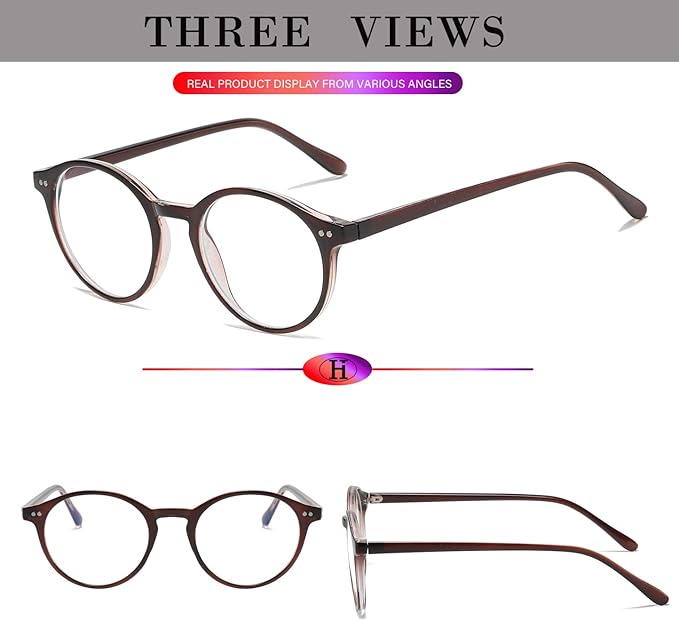 HJSTES Vintage Blue Light Glasses for Women Men Round Bluelight Blocking Glasses Thick TR90 Frame Eyeglasses