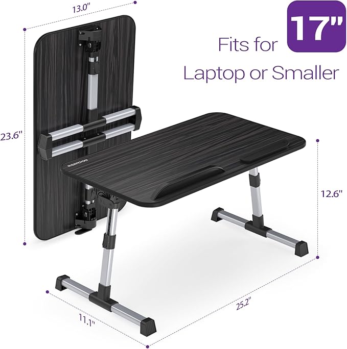 Laptop Bed Tray Table, Nearpow (Larger Size) Adjustable Laptop Bed Stand, Portable Standing Table with Foldable Legs, Foldable Lap Tablet Table for Sofa Couch Floor - Large Size