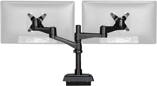 Vari Dual Monitor Arm 180 Degree - VESA Compatible Mount w/ 180 Degree Adjustment - Monitors up to 27 inches, 19.8 lbs - Double Arms for Compact Spaces - Computer Monitor Stand for Home or Office