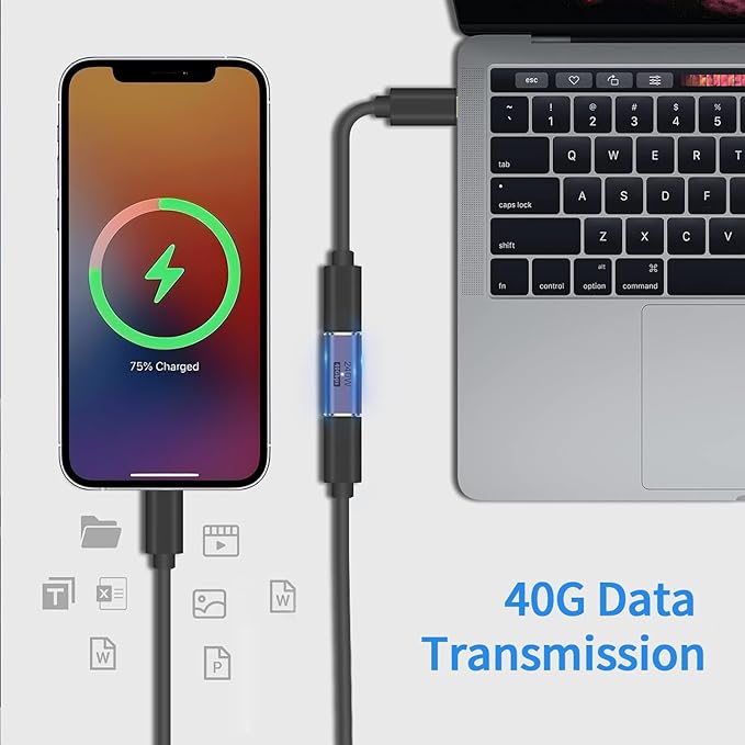USB C 90 degree, Right Angle Adapter,USB C Female to Female Adapter240W PD, 40Gbps and 8K video]supports Thunderbolt 4/3 cable for laptops, tablets and phones (3 packs) (3 Styles usb c adapter)