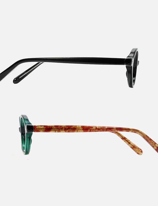 Slocyclub 2pack Oval Blue Light Blocking Glasses for Women Men, Small 90s Retro Oval Frame Bluelight Glasses for Gaming/Computer/Screen(Black and Green Tortoise)