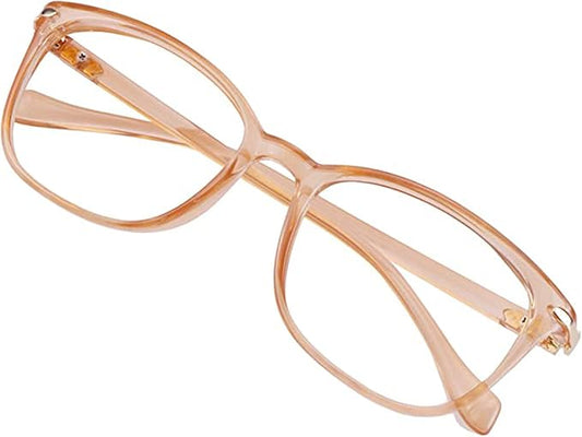 VisionGlobal Blue Light Blocking Glasses for Women Men, Stylish Square Frame(Champagne,No Magnification)
