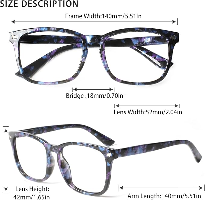 Henotin 5-Pack Blue Light Blocking Reading Glasses Women Men,Spring Hinge Computer Readers,Anti UV Ray Square Nerd Eyeglasses (Mixed Color-D, 1.00)