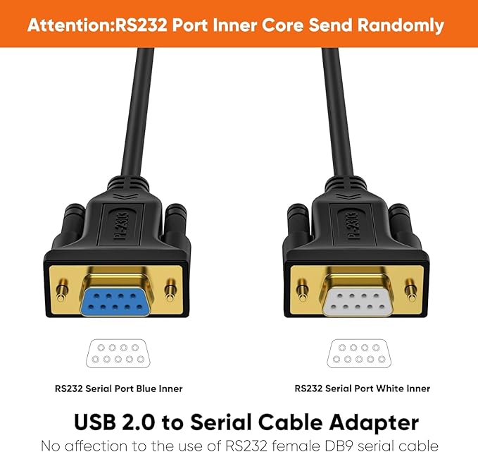 CableCreation [2-Pack] USB to RS232 Adapter with PL2303 Chip 10 FT, USB 2.0 to RS232 Female DB9 Serial Converter Cable for Cashier Register, Modem, Scanner, Digital Cameras, CNC, 3M Black
