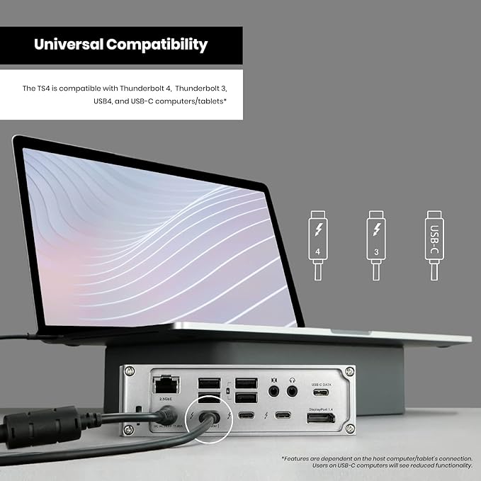 CalDigit TS4, 18-in-1 Thunderbolt 4 Docking Station, 98W Charging, 3* TBT4 (40Gb/s), 3* USB-C + 5* USB-A (10Gb/s), 2.5GbE LAN, 1*8K@30Hz or 2*6K@60Hz Displays, Mac/Windows/Chrome, 0.8m Certified Cable