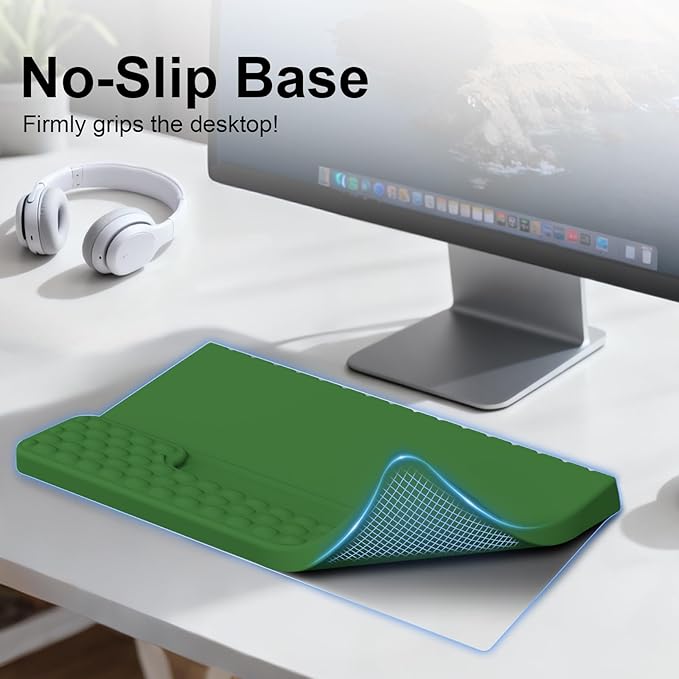 Keyboard Stand with Wrist Rest, Computer Keyboard Pad with Wrist Support, Ergonomic Keyboard Riser Holder Lift Tray, Soft Memory Foam Desk Wrist Pad for Office, Home, School - Green