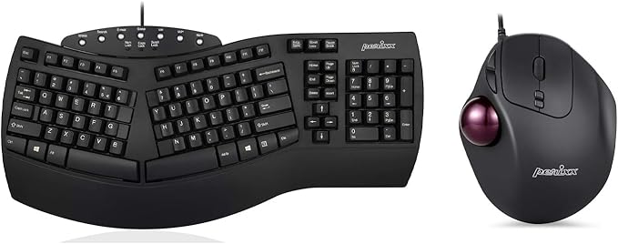 Perixx Wired USB Ergonomic Split Keyboard with Trackball Mouse