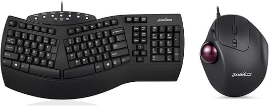 Perixx Wired USB Ergonomic Split Keyboard with Trackball Mouse