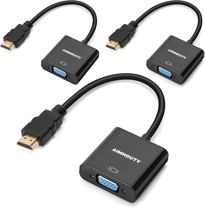 HDMI to VGA Adapter, 3-Pack HDMI Male to VGA Female Converter for Xbox, Computer, Desktop, Laptop, PC, Monitor, Projector, HDTV, Chromebook, Raspberry Pi, Roku and More