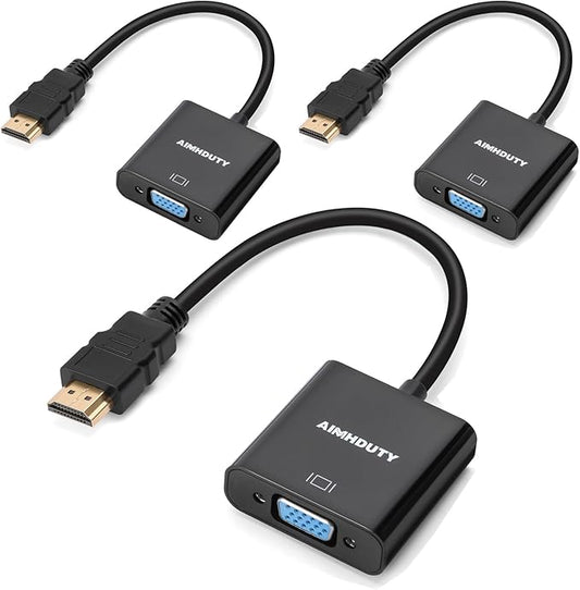 HDMI to VGA Adapter, 3-Pack HDMI Male to VGA Female Converter for Xbox, Computer, Desktop, Laptop, PC, Monitor, Projector, HDTV, Chromebook, Raspberry Pi, Roku and More