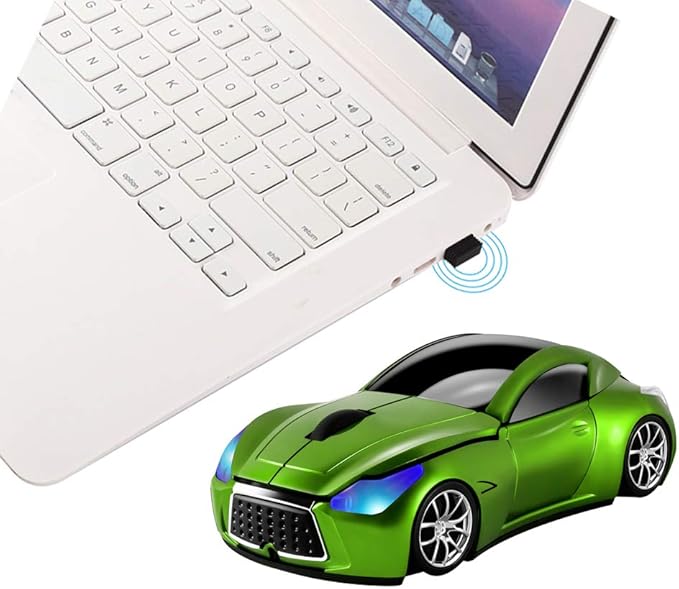 elec Space Cool Sport Car Shape 2.4GHz Wireless Mouse Optical Cordless Mice with USB Receiver for PC Laptop Computer 1600DPI 3 Buttons