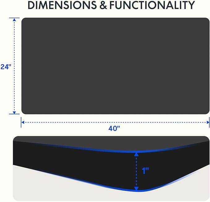 FLEXISPOT Whole Piece 40"x24" Desktop 1" Thickness Height Adjustable Desk Rectangular Tabletop Black Board (42INCH Black Top)