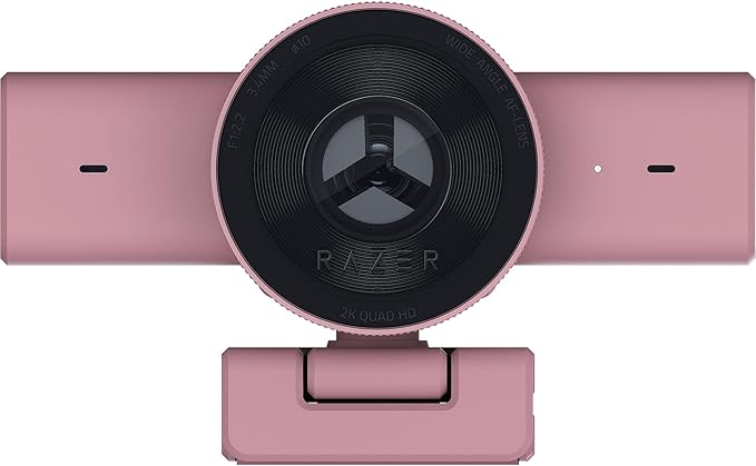 Razer Kiyo V2 X Streaming Webcam: 1440p 60 FPS - Auto Focus - Built-in Microphone - Wide Angle Lense - Integrated Privacy Shutter - Works with OBS, Xsplit, Streamlabs, Discord, Zoom, Teams - Pink