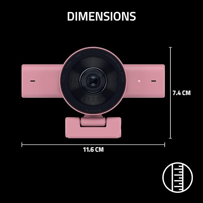 Razer Kiyo V2 Streaming Webcam: 4K 30 FPS, 1080p 60 FPS - AI Powered Auto-Framing - Built-in Microphone - Ultrawide Angle Lens - Privacy Cover - Works with OBS, Xsplit, Discord, Zoom, Teams - Pink