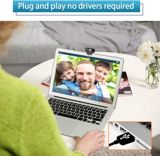 HZQDLN 1080P Webcam with Microphone, HD Webcam Web Camera with Tripod Stand, Widescreen USB Computer Camera, Streaming Mic Web cam for Online Calling/Conferencing,Facetime/YouTube Desktop Laptop PC