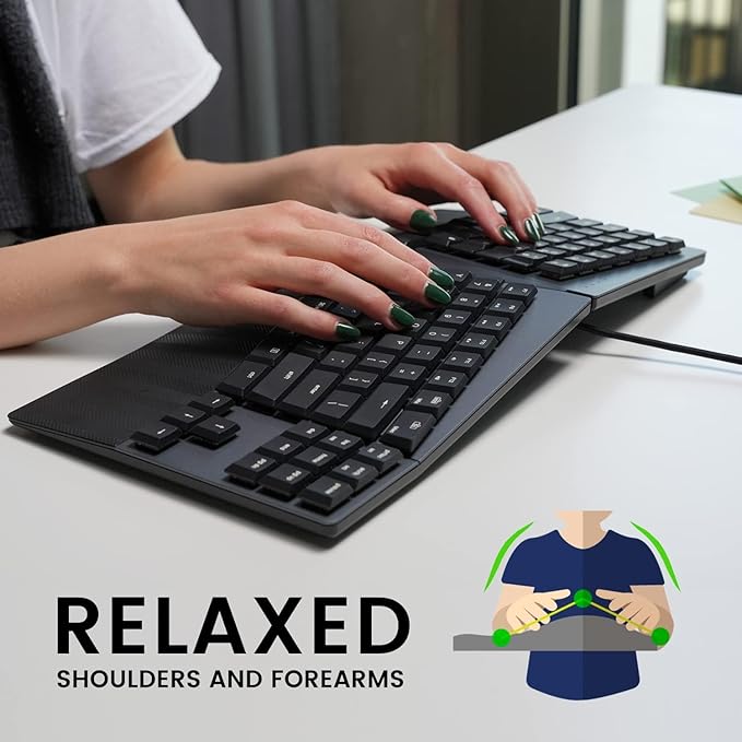 Perixx PERIBOARD-335BR Wired Ergonomic Mechanical Compact Keyboard - Low-Profile Brown Tactile Switches - Programmable Feature with Macro Keys - Compatible with Windows and Mac OS X - US English