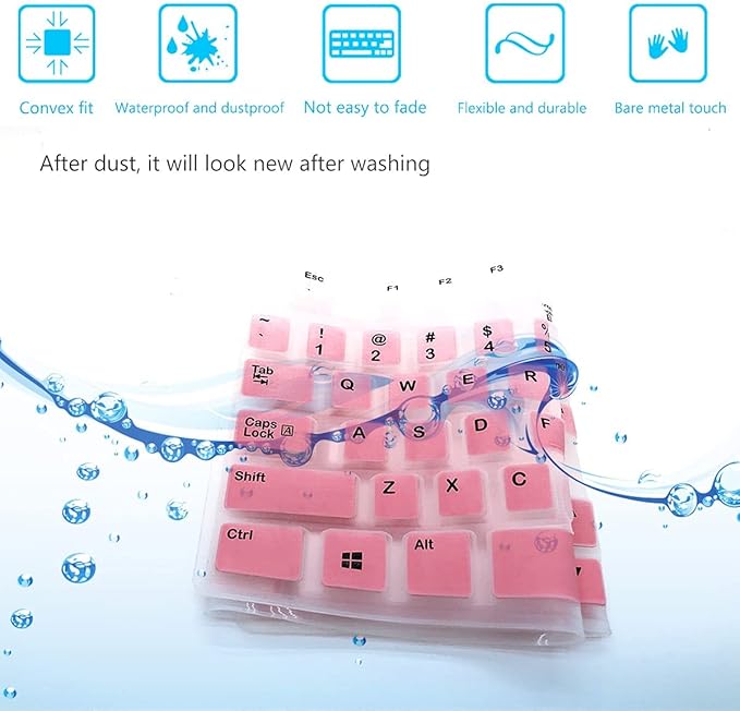 2 Pack Keyboard Cover for Logitech K120 & MK120 Ergonomic Desktop USB Keyboard, Logitech K120 & MK120 US Layout Waterproof Anti-Dust Keyboard Skin-OmbrePink+Clear