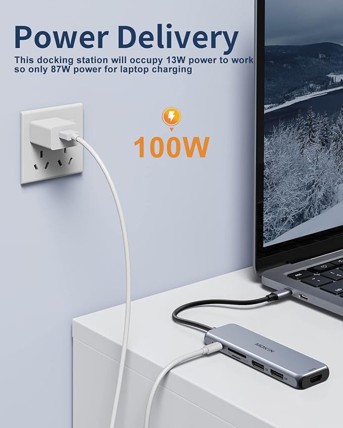 Docking Station Dual DisplayPort, MOKiN USB C Hub Dongle with 2 DP, HDMI, 3 USB A 3.0, SD & microSD Slot, PD Charging Port for MacBook/Dell XPS/Steam Deck/HP/Lenovo ThinkPad/Microsoft Surface