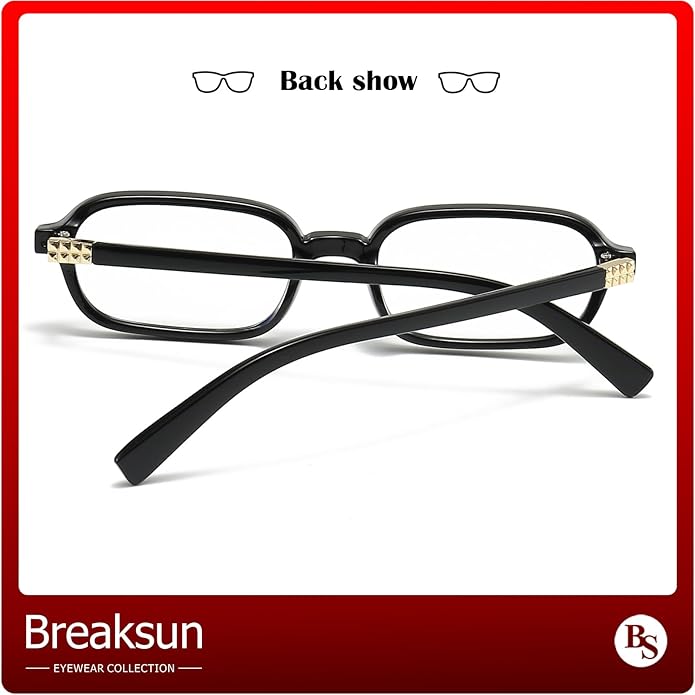 Retro Rectangle Glasses for Women Men Small Square Blue Light Blocking Glasses Vintage Eyeglasses