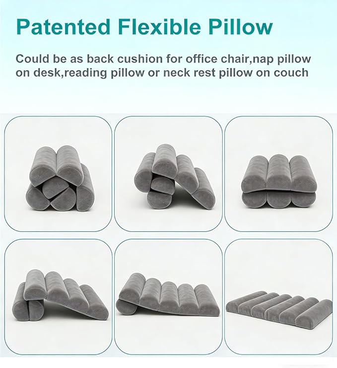 Lumbar Support Pillow for Office Chair,Computer/Desk Chair/Couch,Sitting on Bed,Back Support Adjustable for Chair,Patented 6-fold semicircular Back Cushion (Short Velvet Cover)
