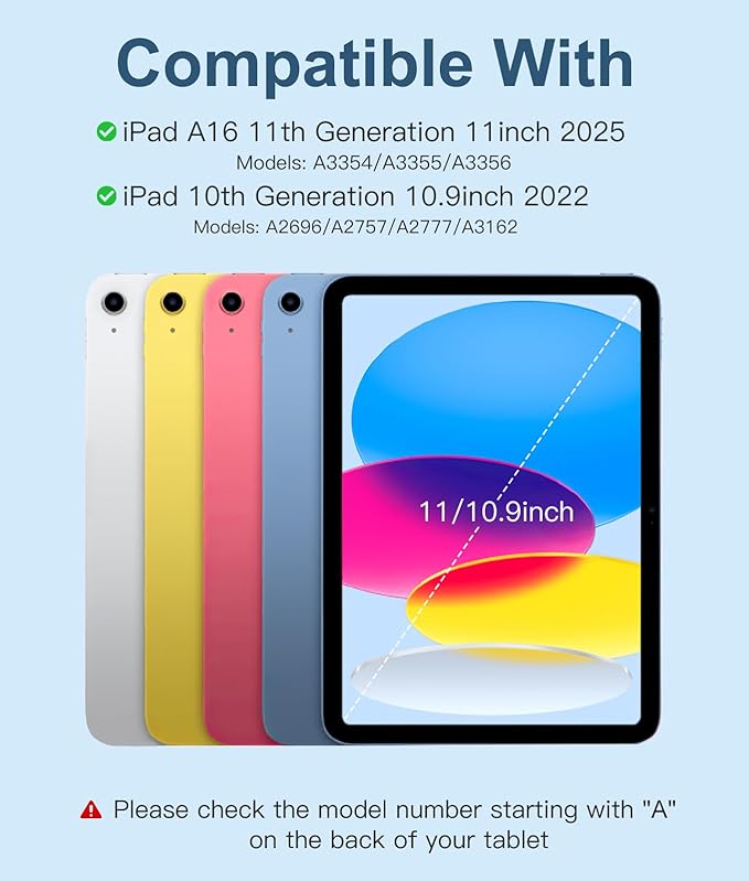 Hamile for iPad 11th 10th Generation Case with Keyboard - 7 Colors Backlit Wireless Detachable Folio Keyboard Cover with Pencil Holder for iPad 11-inch A16 2025 10th Gen 10.9 Inch 2022 (Sky Blue)