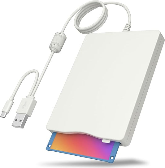 Floppy Disk Reader, 3.5 inch External Floppy Disk Drive with USB Type-C, Portable FDD Floppy Disk Drive for Laptop PC Windows 11/10/8/7/2000/XP