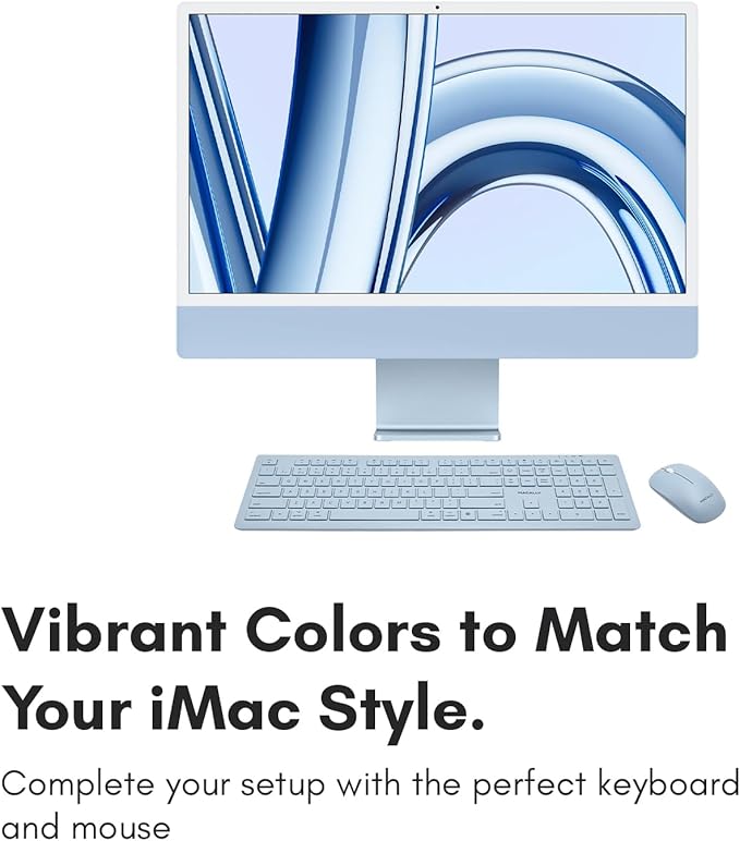 Macally Wireless Keyboard and Mouse Combo for Mac mini/Pro, iMac, MacBook, iPad, iPhone - Compatible Bluetooth Apple Keyboard and Mouse Combo (Multi Device, Rechargeable, Emoji Keys)