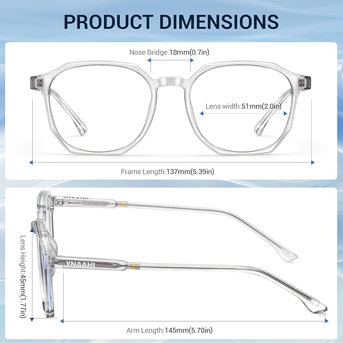 Blue Light Glasses for Men Women, 99% Blue Light Blocker, UV Protection. Ideal for Computer Use, Gaming, Reading.
