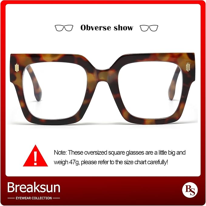 Fashion Oversized Blue Light Blocking Glasses for Women Men Trendy Big Square Frame Computer Eyeglasses