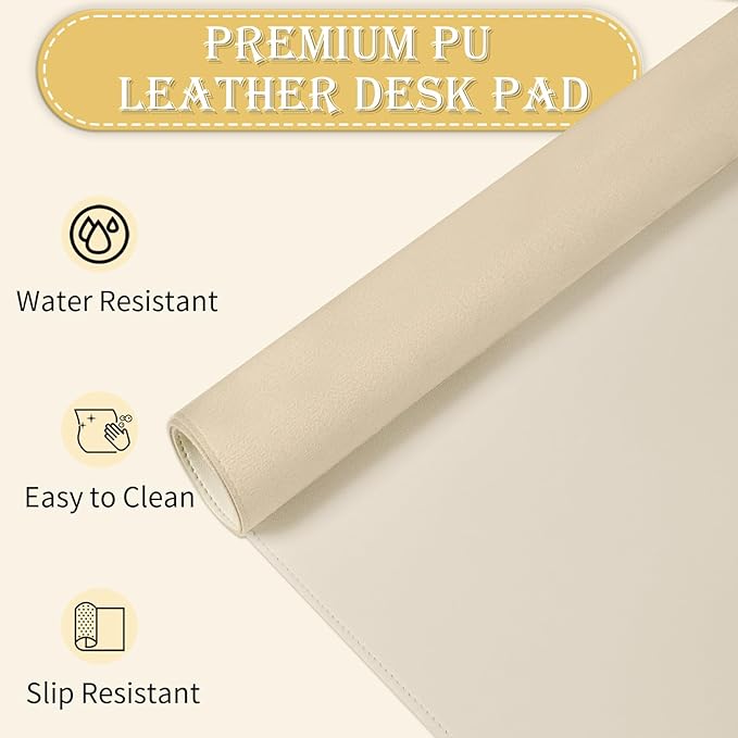 47.2" x 23.6" Large Desk Pad Mat - Non-Slip PU Leather Desk Mat, Large Mouse Pad, Computer Mat for Keyboard Mouse, Waterproof Desk Writing Mat, Desk Blotter Mat for Work (Apricot)