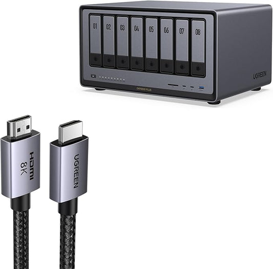UGREEN NASync DXP8800 Plus 8-Bay Desktop NAS Bundle with 10FT 8K HDMI Cable Certified