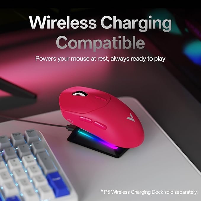 Rapoo VT2 MAX Wireless Gaming Mouse, True 8K Wireless Polling Rate, 53g Lightweight, Up to 750 Hr Battery, Nordic nRF54L15 MCU, 120-Million Optical Switch, 10 Programmable Buttons, Macro Enabled