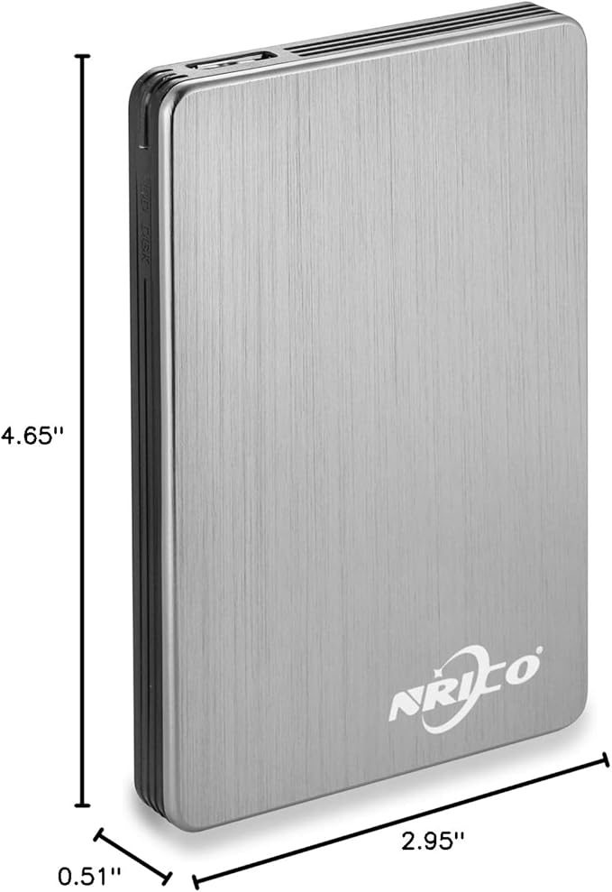 NRICO Portable External Hard Drive, USB 3.0, 2.5 Inch, Compatible with PC, Mac, Desktop (Grey, 320, GB)