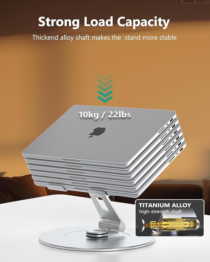Laptop Stand with Phone Holder, Adjustable Laptop Stand, Aluminum Computer Mount Holder, Ergonomics Laptop Riser for Desk, Printer Stand Fits MacBook, up to 17.3" All Notebooks Silver