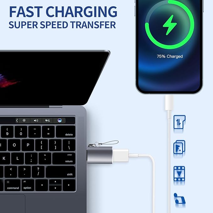 USB C to USB Adapter, USB C Male to USB 3.0 Female Adapter (3-Pack), Type C Thunderbo lt 4 OTG Converter for iPhone 15 Max Apple MacBook, iPad, Samsung Galaxy S24 S23 Dell XPS and More Type C Devices
