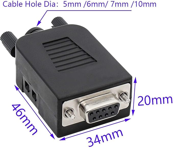 Connector DB9 RS232 D-SUB Serial Adapters (2 PCS Female Adapter)