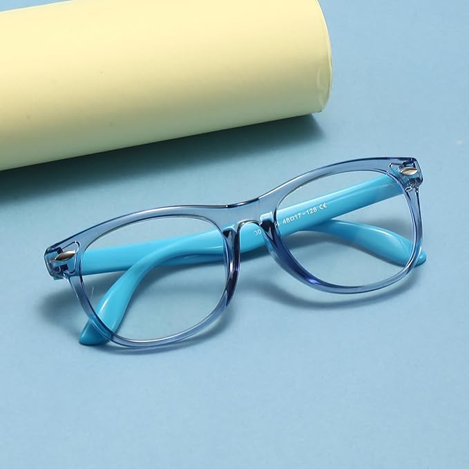 1 Pack kids Blue Light Blocking Glasses For Girls And Boys Computer Blue Light Blocking Glasses For Age 3-11 (Light blue)