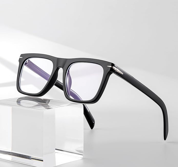 Gleyemor Blue Light Glasses for Men Women Trendy Square Frame Blue Light Blocking Lens Computer Glasses