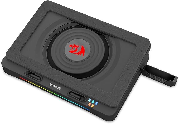 Redragon GCP512 Laptop Cooling Pad with 5.9" Fan, Rapid Cooling for 15-17 Inch Laptops, Variable Speed Control, 4 Adjustable Heights, RGB Quiet Cooling Pad with Phone Stand
